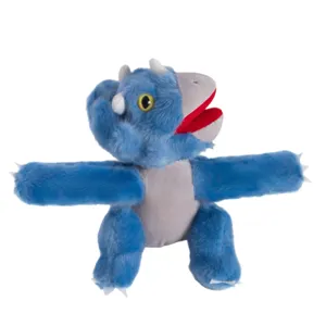 Bracciale slap in peluche dinosauro blu simpatico giocattolo da polso per bambini.