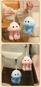 Cute plush jellyfish keychain backpack pendant soft toy keyring ornament fluffy couple gift