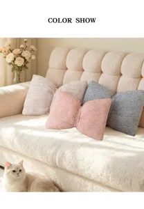 Cute bow plush sofa throw pillow soft cozy decorative cushion for living room bedroom home decor