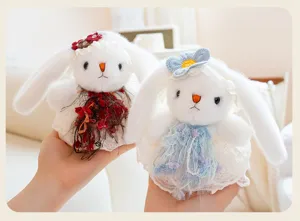 Lolita style cute bunny plush pendant fluffy rabbit keychain cute bag decoration toys