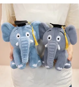 Abschluss Elefant Plueschspielzeug mit Doktormuetze niedliches Stofftier Geschenk 1 Stk