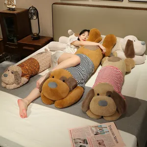 Dressed Dog Long Body Polyester Plush Pillow Cute Stuffed Animal Toy Soft Sleeping Leg Pillow Bedside Sofa Cushion
