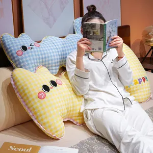 Cute plaid long body pillow cat shaped cute sofa bed sleeping cushion for pregnant women