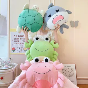 Lindo animal oceano peluche almohada manta 2 en 1 suave dibujos animados cojin cama regalo