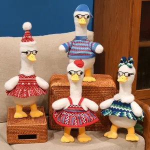 Grazioso Peluche di Anatra a Gambe Lunghe Giocattolo Bambola di Peluche Animale Con Occhiali Decorazione per Feste di Vacanza Grazioso Giocattolo Morbido Regalo Per Bambini Ragazze