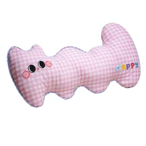 Pink white plaid long body pillow cute cartoon shape cushion soft bed sleeping pillow for home