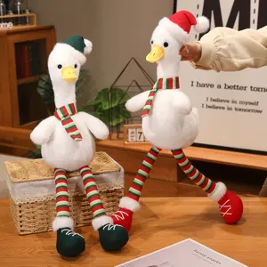 Natale lunghe gambe peluche anatra giocattolo simpatico animale decorazione festa