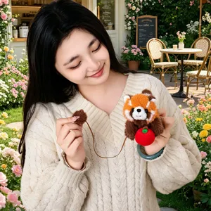 Cute red panda plush shoulder doll magnetic toy cute animal plush doll for kids gift