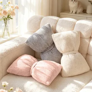 Cute bow plush sofa pillow aesthetic soft cute throw pillow for living room bedroom decor home