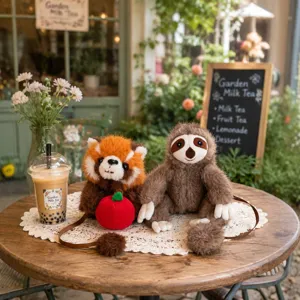 Cute plush sloth and red panda dolls set, soft stuffed animal toys for kids gift.