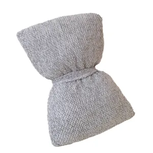 Grey bow plush throw pillow soft velvet couch cushion cute decorative pillow for living room
