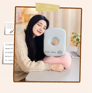 Cuscino da sonnellino in memory foam per ufficio scuola pausa portatile blu rosa confortevole.