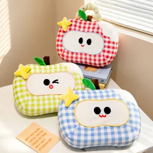 Schattig Appel Dutje Kussen Draagbare Bureau Kantoor Slaapkussen Plaid Pluche Kussen