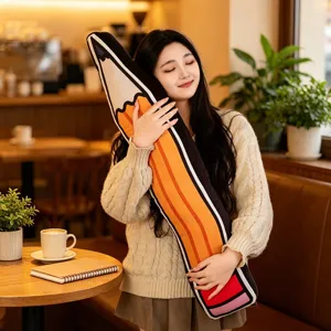 Cute plush pencil long body pillow cozy cartoon sleeping bolster soft stuffed toy for bedroom decor
