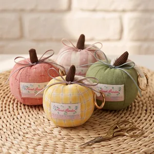 Cute fabric pumpkin pendant keychain, adorable car rearview mirror decoration bow.