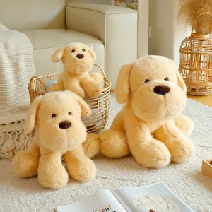 Cute golden puppy plush toy, soft stuffed animal doll, comfortable sleeping pillow for girls.
