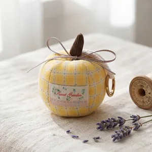 Cute plaid pumpkin plush keychain car pendant rearview mirror hanging ornament bag charm