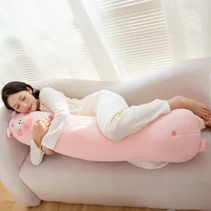 Schattig roze varken lang kussen, zacht pluche slaapbeensteun kussen voor bed en comfortabele bank.