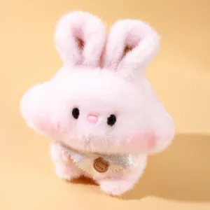 Süßes rosa Plüsch Kaninchen Spielzeug Schlüsselanhänger mit glitzerndem Schal Geschenk.