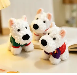Cute West Highland White Terrier plush dog keychain, soft toy pendant for car and bags.
