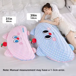 Cute cartoon plush bed cushion lazy sofa pillow soft waist back support for bedroom.