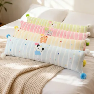Cute cartoon striped long body pillow bolster plush sleeping cushion for pregnant women.