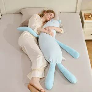 Comfortable long plush body pillow for sleeping, soft shape for side sleepers and pregnant women.
