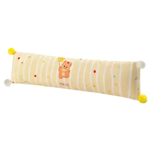 Cute cartoon striped long body pillow with bear design plush hugging pillow for side sleeping