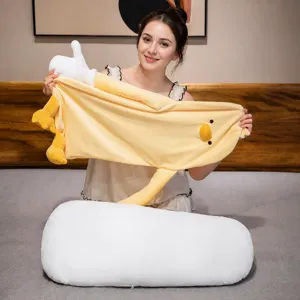 Washable long penguin plush hugging pillow toy, comfortable sleeping doll for girls and kids.