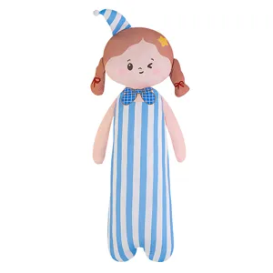 Cute cartoon girl cooling ice silk long body pillow, soft plush hugging doll for sleeping.