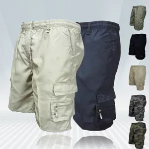 Men's casual cargo shorts summer loose multi-pocket streetwear five-point trousers