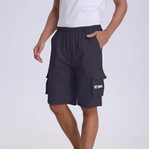 Men's Casual Cargo Shorts Summer Loose Straight Fit Multi-Pocket Drawstring Elastic Waist Outdoor Short Pants