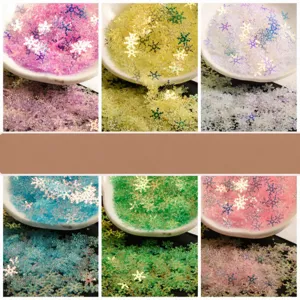 Lentejuelas Transparentes Coloridas de Copo de Nieve Lentejuelas Sueltas de PVC para Manualidades DIY Ropa Bolso Arte de Uñas Relleno de Slime