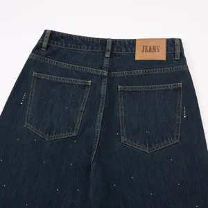 Amerikanische Strass-Regentropfen Jeans High Street lose lässige gerade Jeans Hose