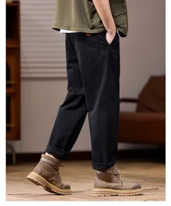 Heren casual zwarte broek losse rechte pasvorm enkellengte streetwear stijlvolle dagelijkse
