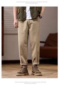 Heren casual rechte broek retro kaki losse broek lente zomer comfortabele mode kleding