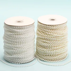 4mm 6mm Rouleau de Chaîne de Perles Blanches Garniture de Perles pour Mariage DIY