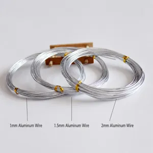 Aluminum wire for DIY doll skeleton, flexible crafting wire in 1mm, 1.5mm, and 2mm sizes.