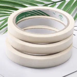Off White Masking Tape Writable No Residue Crepe Paper Adhesive Tape For Student Craft Painting Sketching Office School