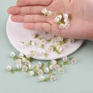 Lily of the valley flower charm detail shot for DIY jewelry making necklaces bracelets.