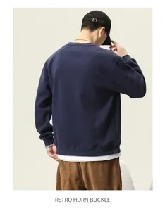 Felpa girocollo da uomo finto due pezzi top a maniche lunghe casual per l'autunno