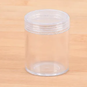 Contenedor de almacenamiento redondo de plástico transparente para joyas abalorios 5x4cm
