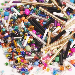 Mixed color glass seed beads and bugle beads for DIY jewelry making crafts bracelets and necklaces.