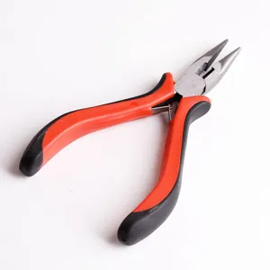 Mini alicates de joyeria con mango rojo negro vista de detalle para trabajos de alambre de bricolaje