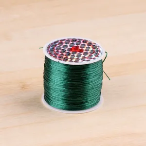 Cordon élastique vert pour fabrication de bijoux DIY bracelet, bobine de fil plat.