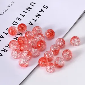 Two-color crackle beads for DIY handmade jewelry, red glass loose beads for bracelets and necklaces.