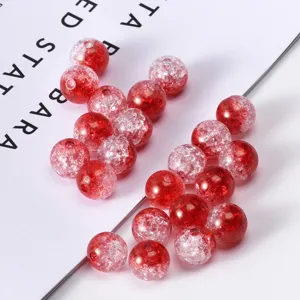 Red cracked glass beads DIY crystal spacer beads for handmade bracelets and necklaces