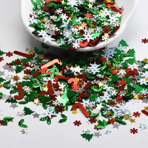 Weihnachten Schneeflocke Pailletten Gemischt DIY Handwerk Glitzer Applikationen PVC Lose Pailletten Für Kleidung Kopfbedeckung Feiertag Dekoration