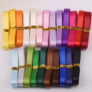 Double Sided Satin Ribbon Solid Color Polyester Fabric Roll For DIY Craft Gift Wrapping Wedding Party Bow Decoration