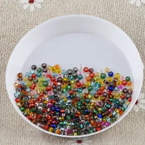 Colorful glass seed beads mix set close-up detail for DIY jewelry making crafts.